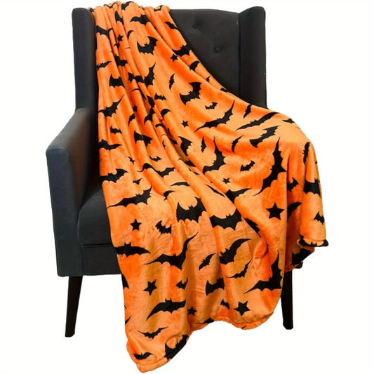 Halloween Ghosts and Bats Pattern Vintage Blanket