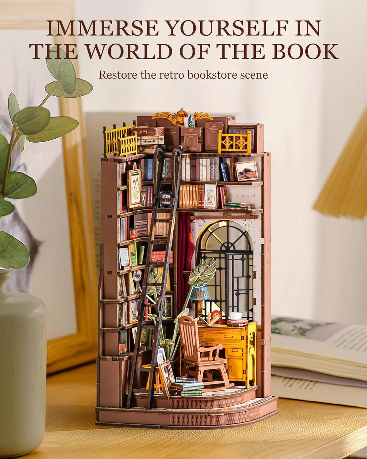 DIY Wooden Miniture Reading Corner with Furniture