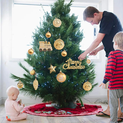 Christmas Ornaments Set, 65 pcs Gold & White Shatterproof