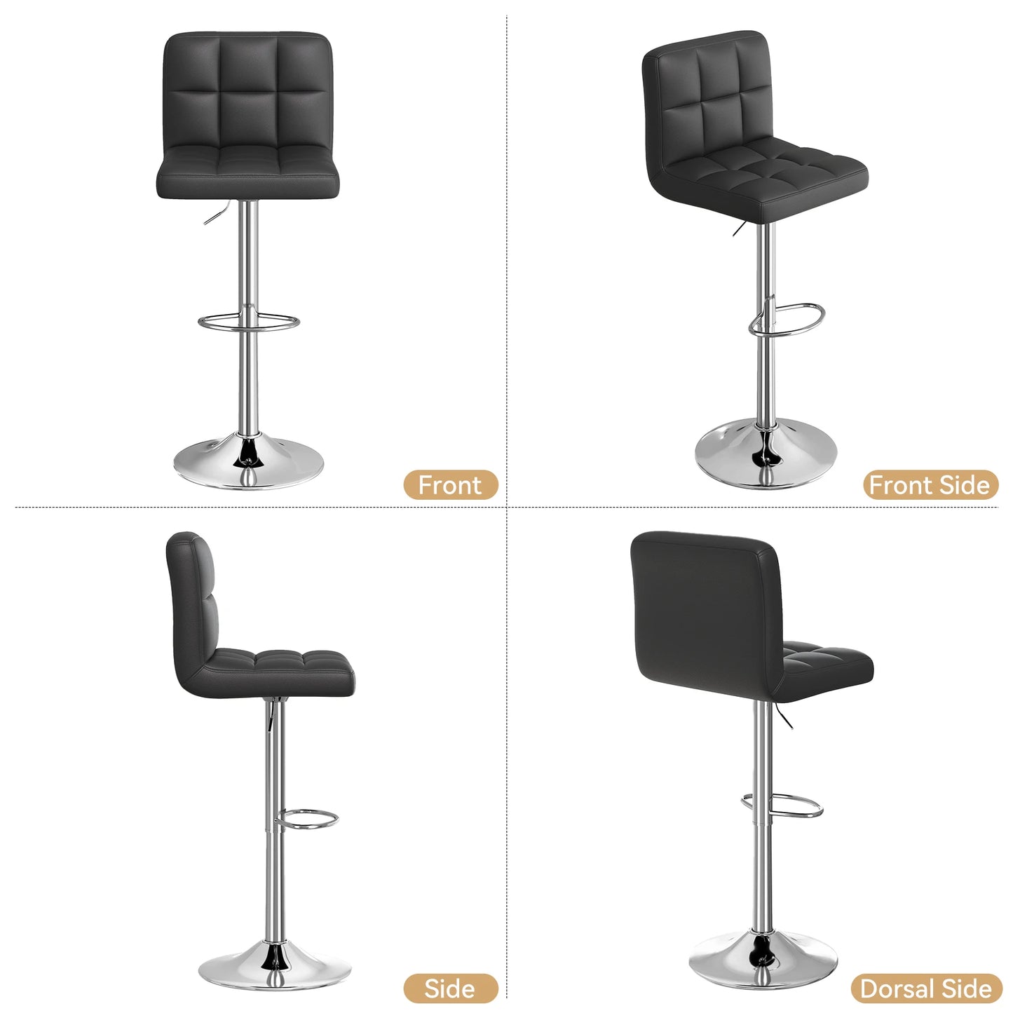 2 PCS Set Counter Stools With Footrest Adjustable