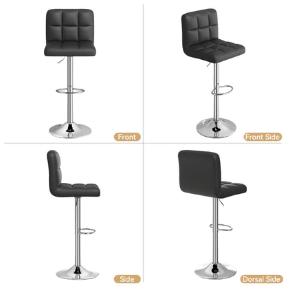 2 PCS Set Counter Stools With Footrest Adjustable