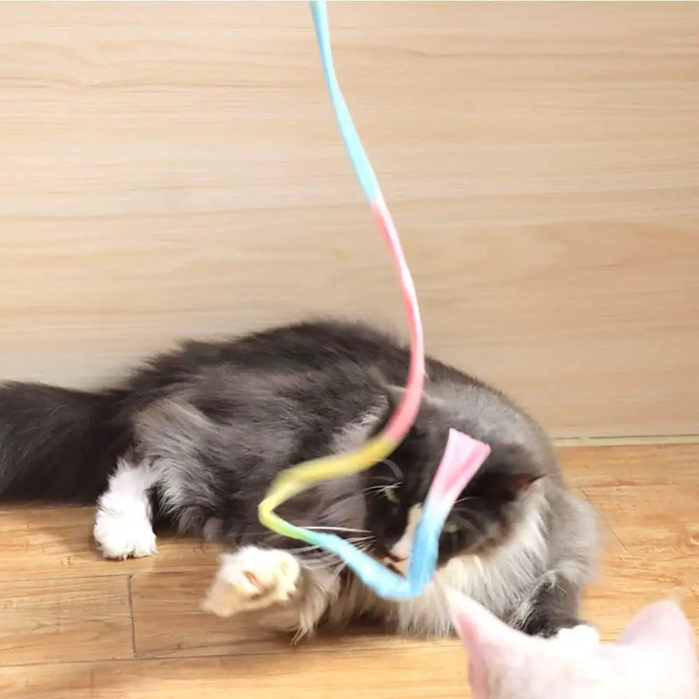 Interactive Cat Rainbow Stick Toy, Teasing String
