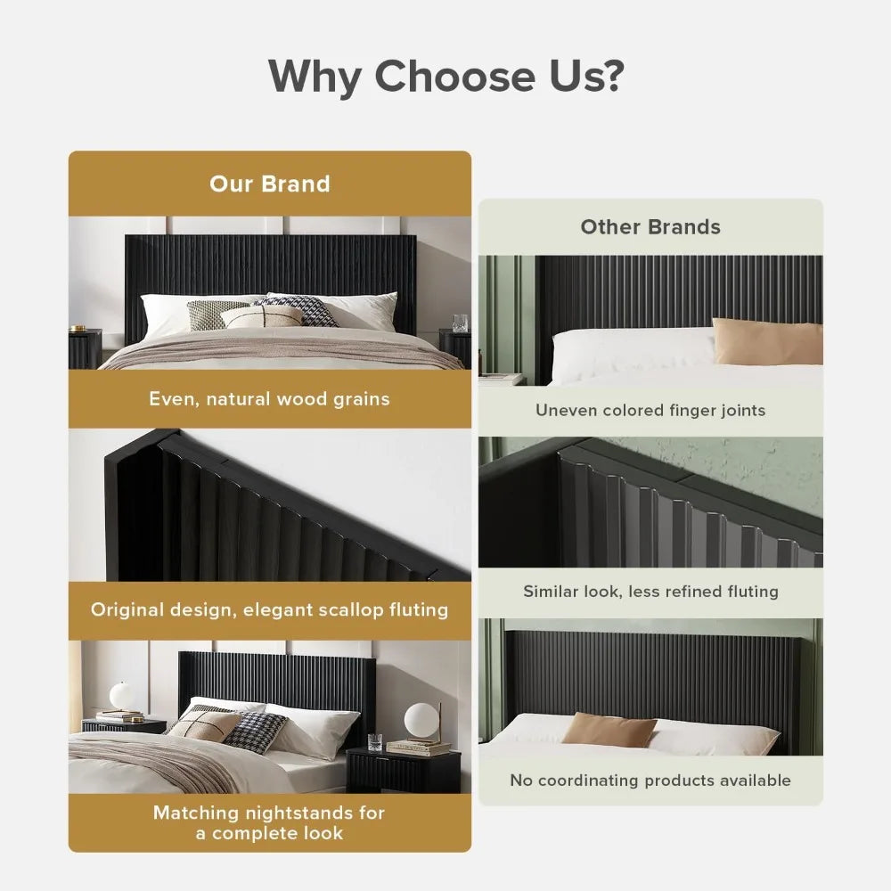 Modern Farmhouse Wall-Mounted Fluted Wood Headboard