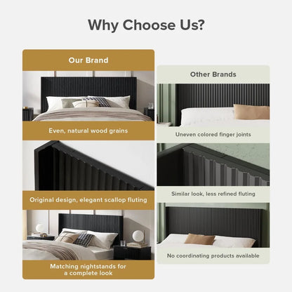 Modern Farmhouse Wall-Mounted Fluted Wood Headboard