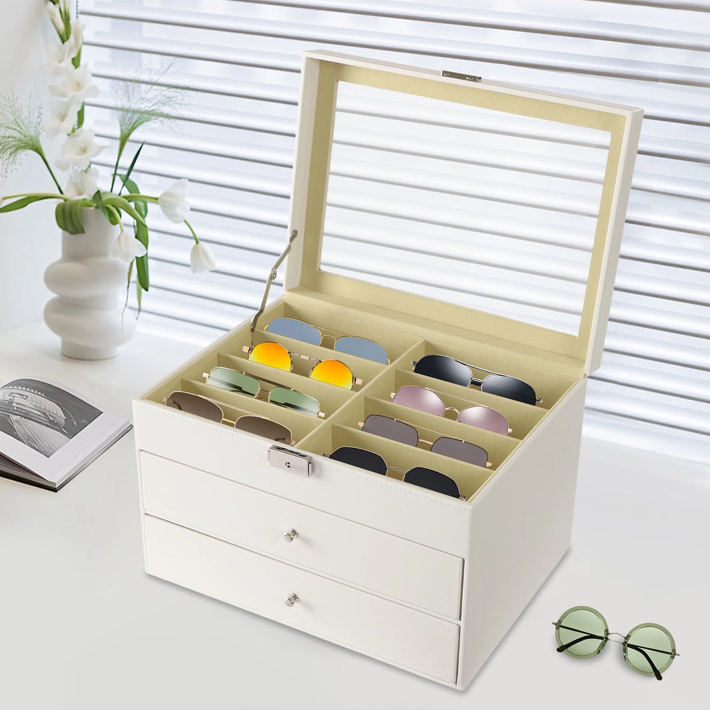 24-Compartment Eyeglasse/Sunglasses Glasses Display Drawer