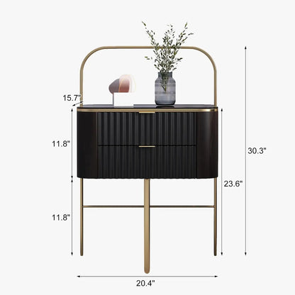 Elegant Black Nightstand with Glass Top Stylish Table