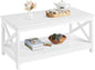 Wood 2-Tier White Coffee Table with Storage
