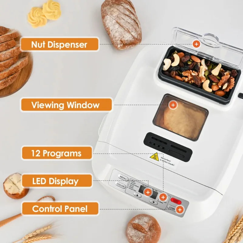 12 Presets Bread Maker Fruit Nut Dispenser