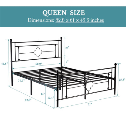14" Metal Platform Bed Frame, Vintage Victorian