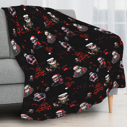 Trendy hip-hop Santa Claus flannel blanket