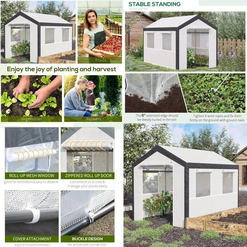 Walk-in tunnel greenhouse with cover, steel frame