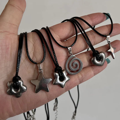 Hollow Titanium Steel Star Pentagram Pendant Necklace