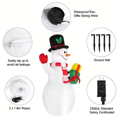 5FT Christmas Inflatable Snowman Decor Built-in LED