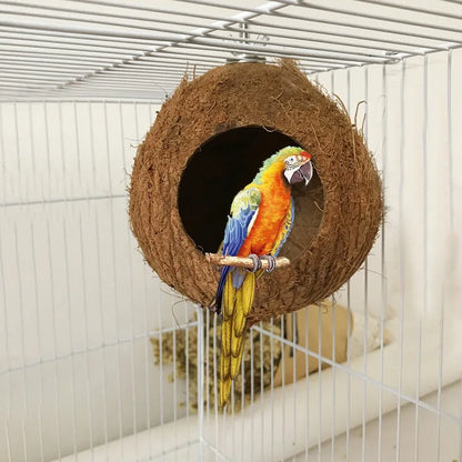 Natural Coconut Shell Hideaway Bird Nest Cage