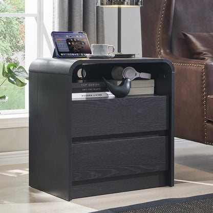 25" Modern Bed Side Table W/Charging Station