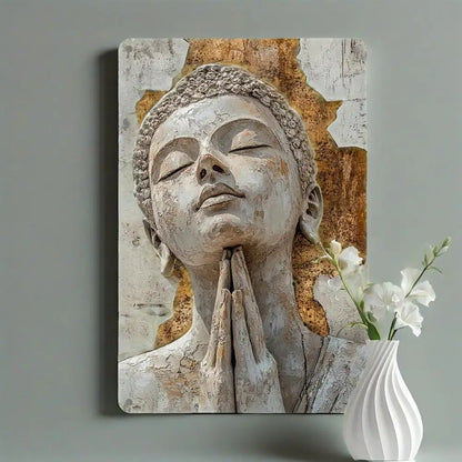 1PC Golden Leaf Buddha Aluminum Tin Sign