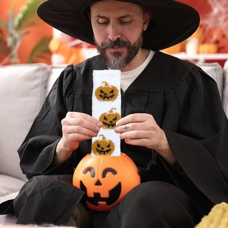 Funny Halloween Fuzzy Socks, Warm Floor Socks
