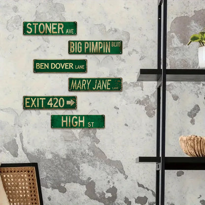 6pcs Vintage Rustic Retro Street Signs, 4" x 16"