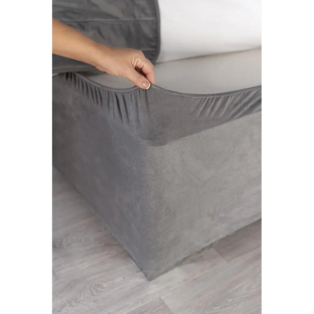 Faux Suede Box Spring Cover Luxury Wrap-Around