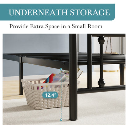 14" Metal Platform Bed Frame, Vintage Victorian