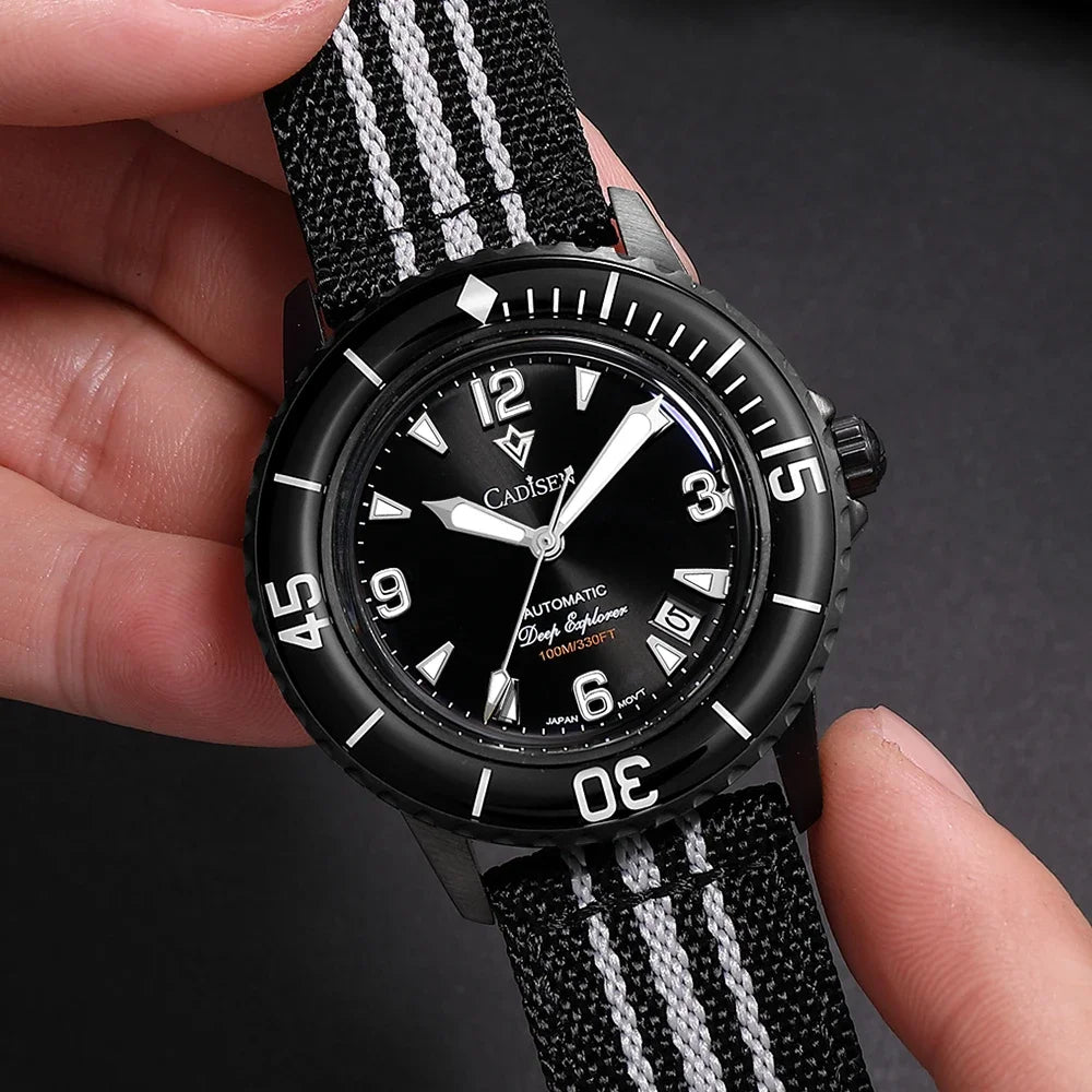 Men's Automatic Mechanical Watch Canvas Strap Wristwatch