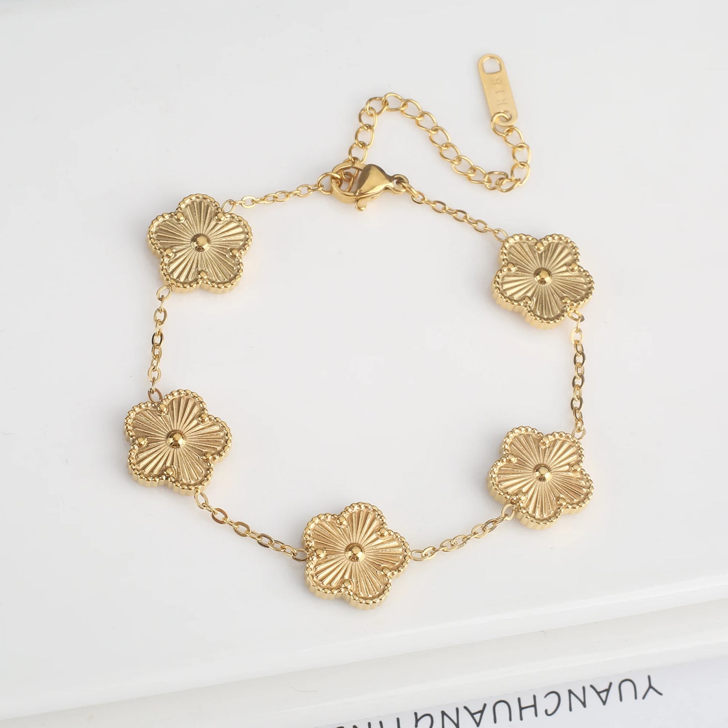 Luxury Stainless Steel Adjustable Five Flower Bracelet