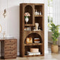 White Arched Bookcase, 70.87" Tall Geometric Bookshelf