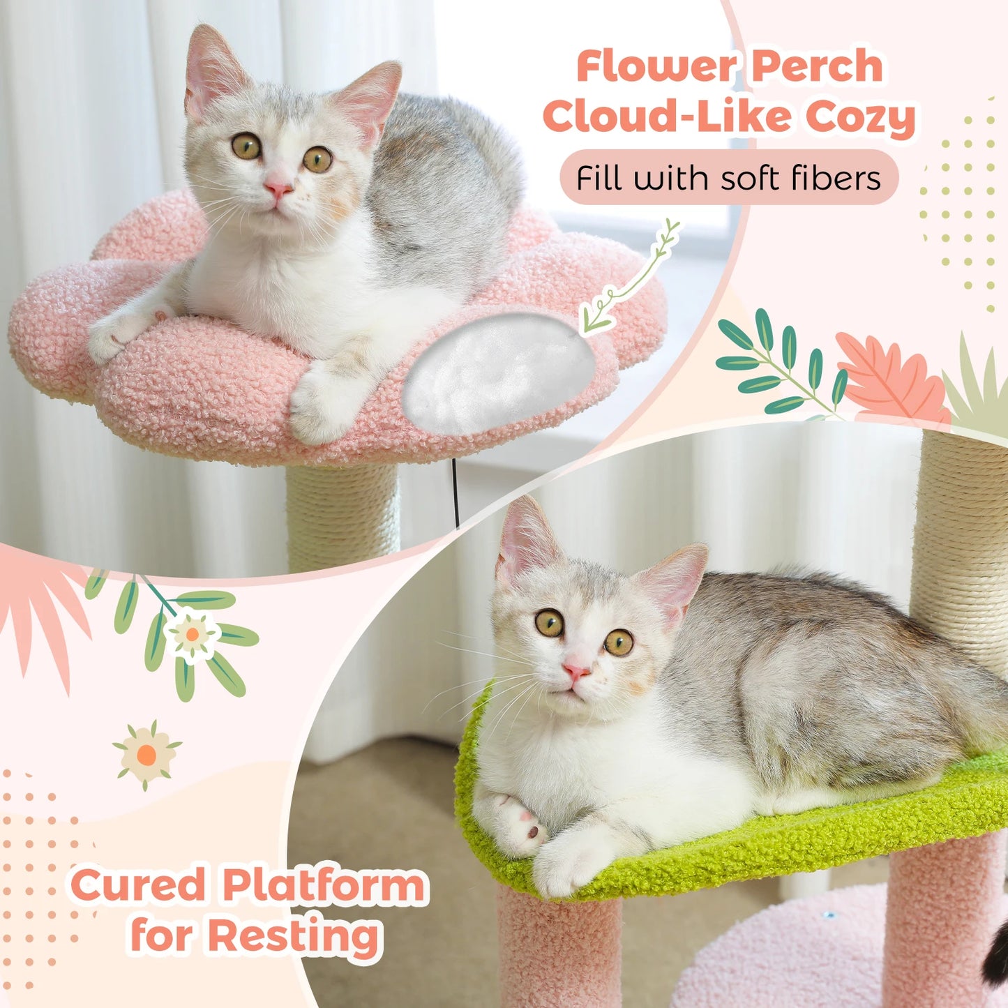Small Flower Cat Tree for Indoor Cats