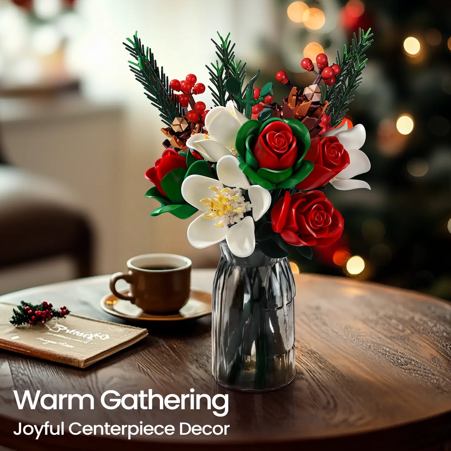 Christmas Rose Bouquet Flower Set Building Blocks