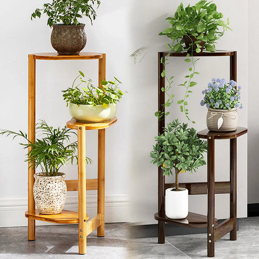 3-Tier Plant Stand Corner Bamboo Plant Shelf