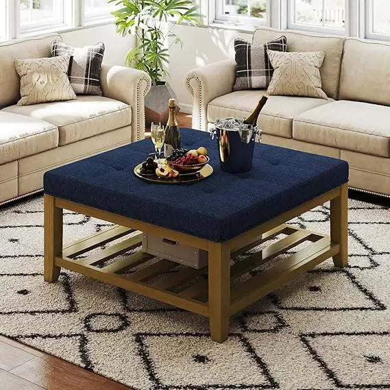 Solid Large Square Ottoman Coffee Table/Shelf