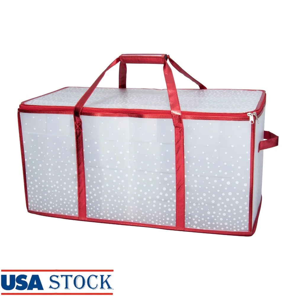 Ornament Storage Organizer with Handles and Zipper