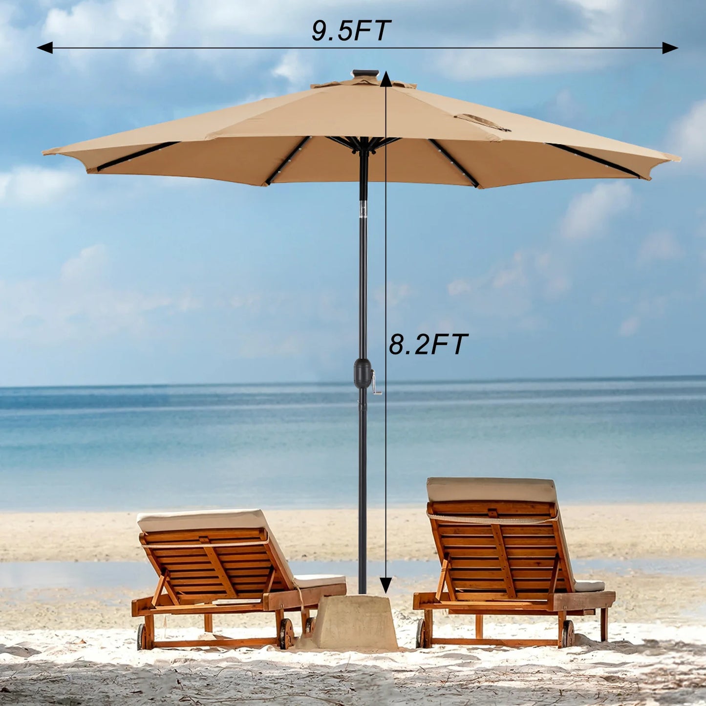 Solar Patio Umbrella with 32 LED Lights