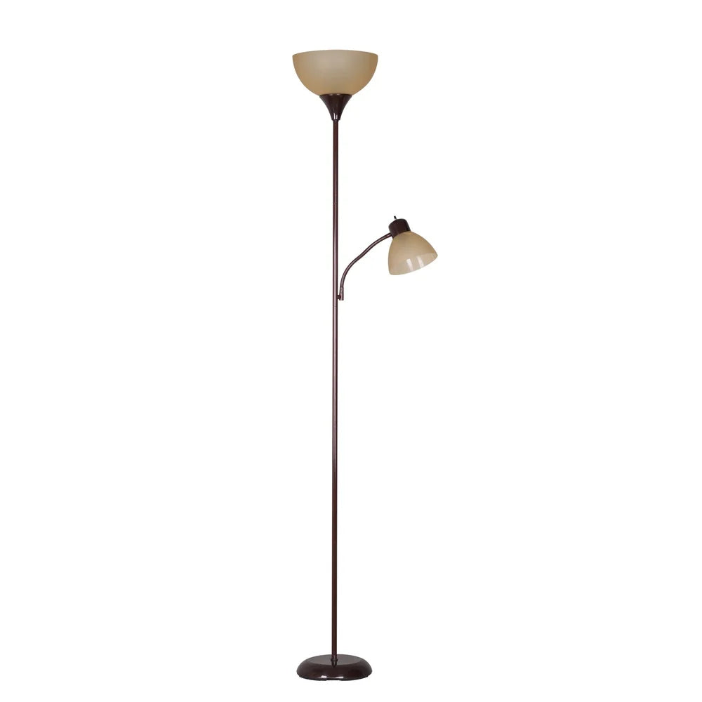 Brown Floor Lamp with Adjustable Reading Light