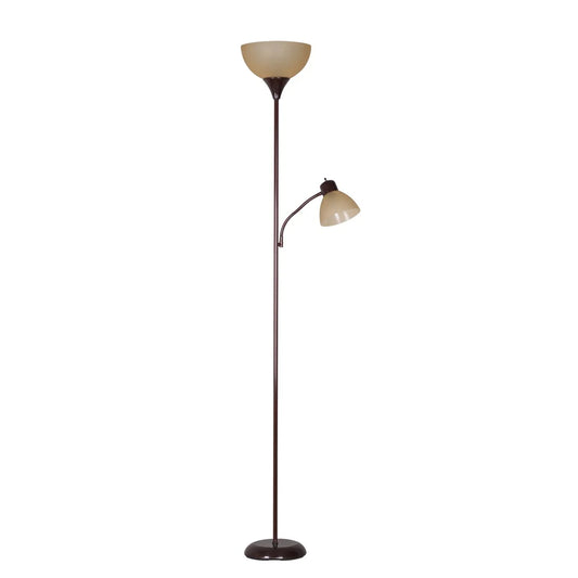 Brown Floor Lamp with Adjustable Reading Light