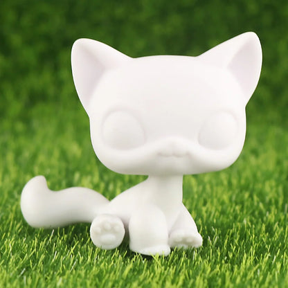 White Lovely Shorthair Cat, Collie and Husky Figurines