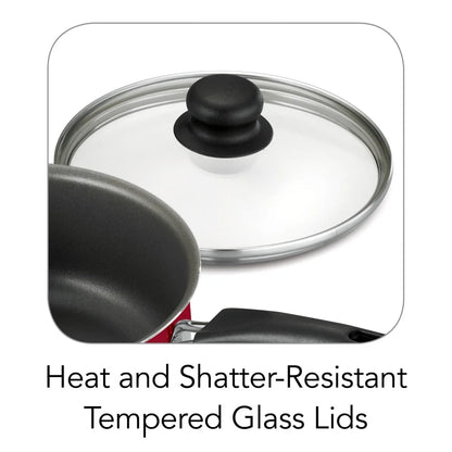 9 Piece Nonstick Cookware Set with Tempered Glass Lids