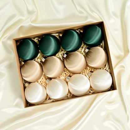 12PC Glossy Satin Christmas Hanging Ball Ornaments