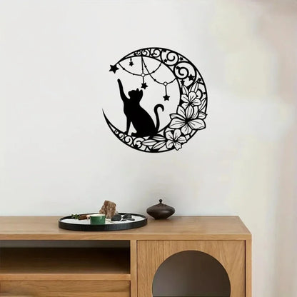 Metal Black Cat Wall Pendant Versatile Decor