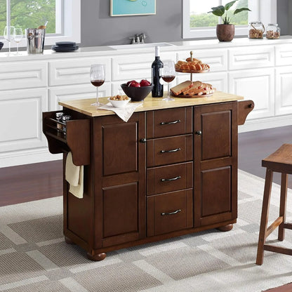 Mahogany Kitchen Island with Spice Rack, Drawers