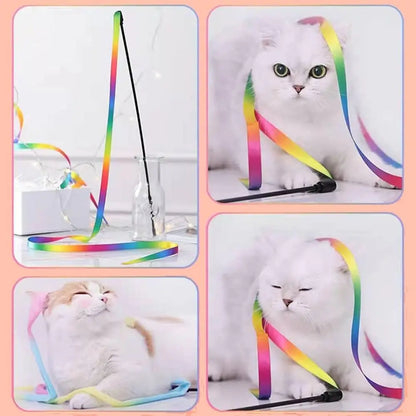 Interactive Cat Rainbow Stick Toy, Teasing String