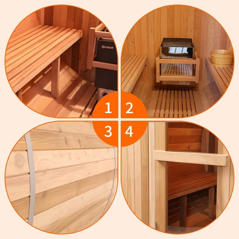 Outdoor Hemlock Wooden Barrel Steam Sauna Room