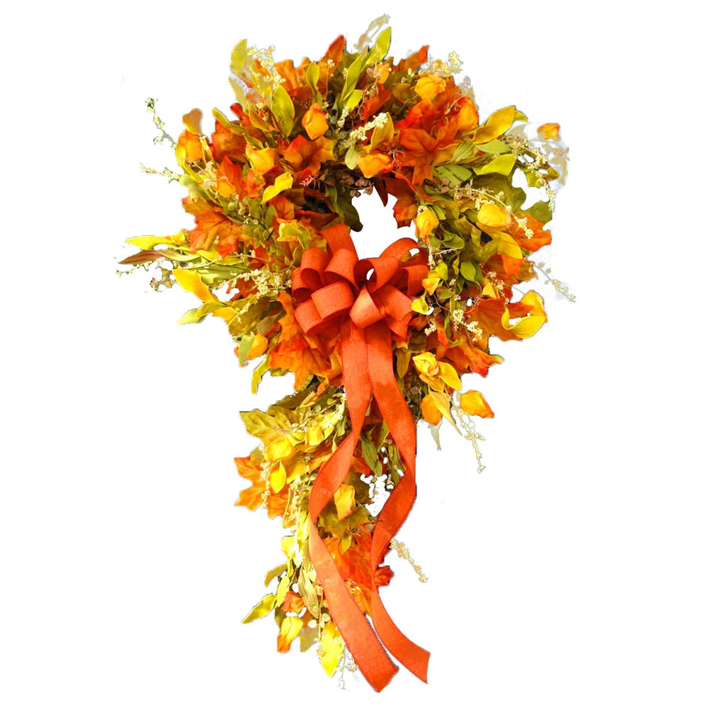 Thanksgiving Farmhouse Autumn Wreath Decor Maple Leaf