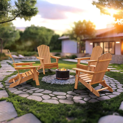 4 Wood Folding Fire Pit Patio Chairs