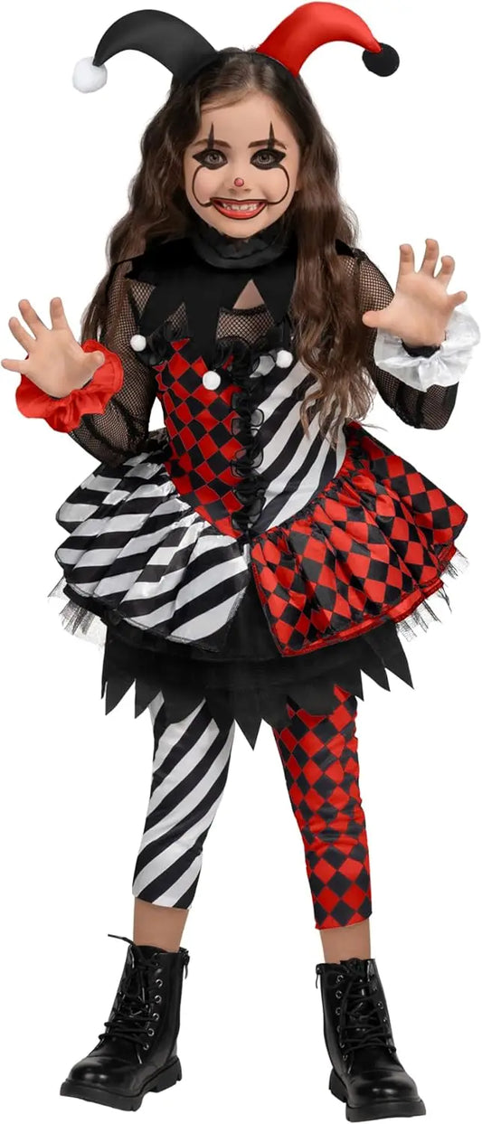 Girls Evil Clown Costume for Halloween
