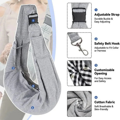 Small pet sling holder, hands-free reversible