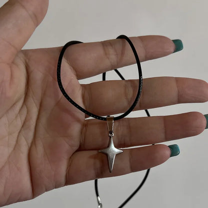 Hollow Titanium Steel Star Pentagram Pendant Necklace