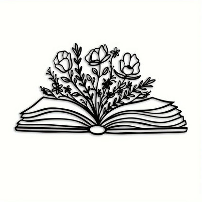Book with Flowers Metal Wall Art