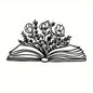 Book with Flowers Metal Wall Art