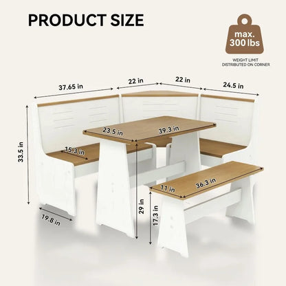 Breakfast Nook Kitchen Corner Dining Table Set